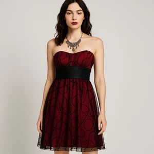 Ruby Rox Sheer Strapless Tulle Overlay Midi Dress Fairy Whimsigoth Sz 9 - Picture 1 of 14