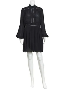 ZIMMERMANN Barely Worn Women's Black Mini Dress Size 1 - Embroidered Delight - Picture 1 of 3