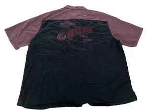 VTG Harley Davidson Block Spell Out Embroidered Mechanic Biker Bowling Shirt 2X - Imagen 1 de 11