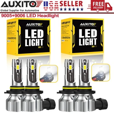 9005 9006 LED Headlights Kit Combo Bulbs 6500K Hi&Low Beam Super White Bright E2 Foto 1 de 4