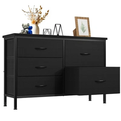 Cajonera Con 5 Cajones De Tela Negra Muebles Para Ropa Comoda El Dormitorio TV Foto 1 de 4