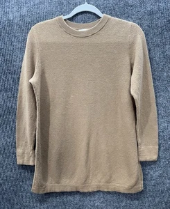 J Jill Waffelmuster Strick Top Damen klein hellbraun Seide Wollmischung geknöpfte Ärmel geteilter Saum - Bild 1 von 10