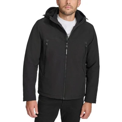 Calvin Klein Mens Sherpa Lined Infinite Stretch Soft Shell Jacket Size M Black - Image 1 of 4