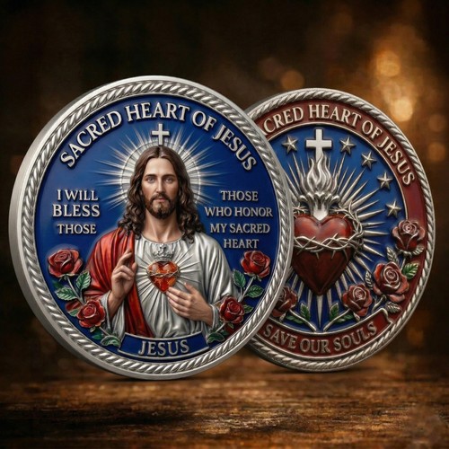 Sacred Heart of Jesus Challenge Coin Catholic Christian Religious Gift ...
