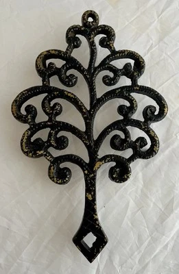 Vintage Black Cast Iron Scrolled Tree of Life Footed Trivet - Image 1 of 4