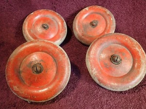 Lot of 4 LARGE VINTAGE 1950-s WOOD TOY CAR WHEELS SCANDINAVIA EUROPE - Picture 1 of 6