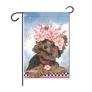 Yorkshire Terrier Floral Garden Flag Double Sided 12 x 17 in. - Picture 1 of 1