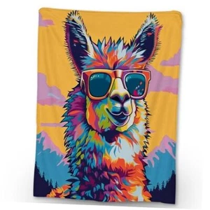 Cute Cartoon Llama Blanket, Soft Flannel Animal Colorful 60×50 Inch Llama40 - Picture 1 of 7