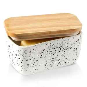 Porcelain Large Butter Dish with Lid for Countertop Airtight Butter Container... - Picture 1 of 8