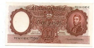 ARGENTINISCHE NOTE 1963 100 PESOS L. 12.962 y 13571 Serie C P#272c B#2066 XF + - Bild 1 von 2