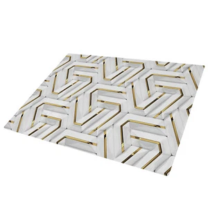 Geometric Gold White Grey Glass Chopping Board Kitchen Worktop Saver - Bild 1 von 4