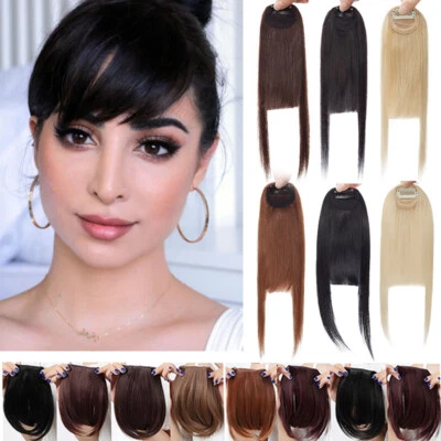 S-NOILITE Neat Front Fringe Topper Clip In as Human Hair Extensions Thin Front Hairpiece