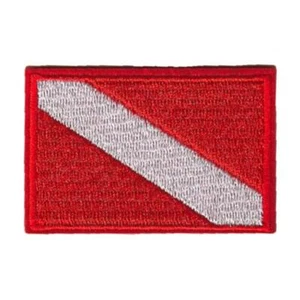 DIVER DOWN FLAG IRON ON PATCH 2.4" Scuba Diving Safety Red Embroidered Applique - Picture 1 of 2