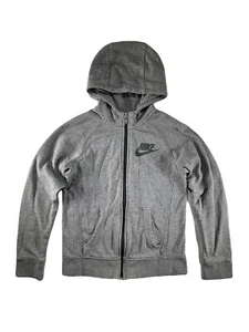Nike Sportswear Full Zip Hoodie Sweatshirt Fleece Grey Heather Girls Youth L - Picture 1 of 4