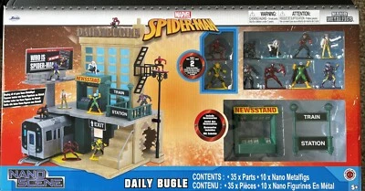 Spiderman Nano Escena Nano Figuras de Metal Grandes Corneta Diaria Escena de la Ciudad 10 Figuras Nuevo en Caja Foto 1 de 4