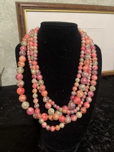 Vintage Rare Multicolored Gradient Beaded 4 Strands Necklace 19 Inch - Picture 1 of 9