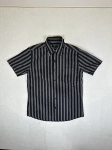 Colorado Size M Medium Mens Short Sleeve Button Up Shirt Black Striped - Picture 1 of 12