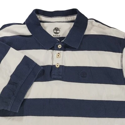 Timberland Polo Shirt Mens Size XL Blue White Striped Cotton Casual Short Sleeve - Image 1 of 4
