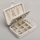 Ivory Pu Leather Jewellery Box, Portable Jewellery Storage