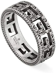 New Gucci Original Aged Sterling Silver G Cube Band YBC576993001015 - Picture 1 of 2