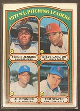 1972 Topps 1971 N.L. Pitching Leaders Jenkins Carlton Downing Seaver #93