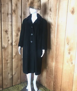 Vintage Exclusive Quality Womens Cashmere Coat Black Fur Collar - Picture 1 of 9