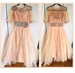 Vintage Party Gown Peach 1960s Theater Costume Prom Small 
