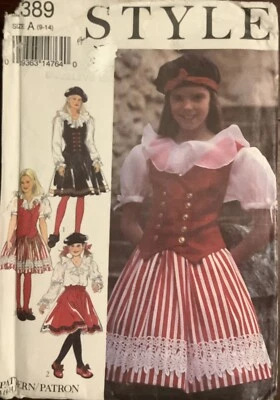 New STYLE Child Teen Girls Skirt Shirt Vest Pattern No. 2389 Size 9-14 - Image 1 of 4