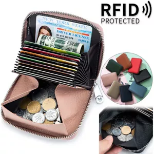 Mini Geldbörse Leder-klein Portemonnaie mit Münzfach Geldbeutel Slim Wallet RFID - Bild 1 von 31