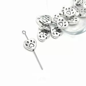 4, 20 o 50 pezzi BULK argento cuore zampa distanziatore perline charms - venditore USA - AS1258 - Foto 1 di 4