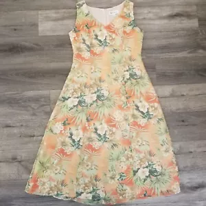 Danny & Nicole Sleeveless Dress Peach Tropical Floral Size 14 - Picture 1 of 14