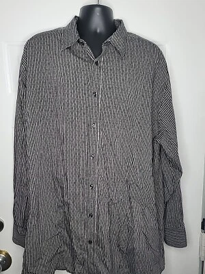Camisa de vestir Pronto Uomo negra y gris para hombre a rayas negra patrón talla 2XLT Foto 1 de 4