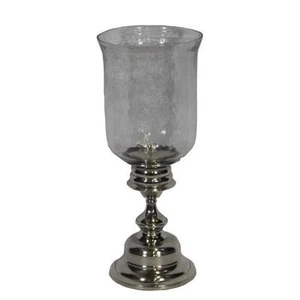 17" CANDLE HOLDER METAL & HAMMERED GLASS~ CANDLE HOLDER ~HURRICANE CANDLE HOLDER - Picture 1 of 4