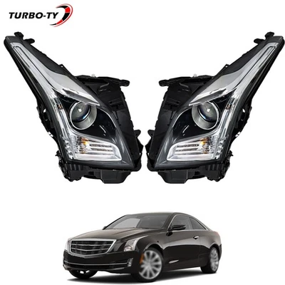 Fit For Cadillac ATS 2013-2018 Halogen Chrome Housing Right+Left Side Headlights - Image 1 of 4
