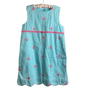 Lilly Pulitzer Girls Aqua Bee Embroidered Summer Dress Size 6 Preppy Old Money - Picture 1 of 11