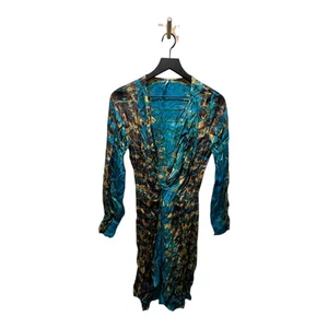 YFB Clothing Kleid Größe S Türkis Braun Gold Batik Langarm - Bild 1 von 10