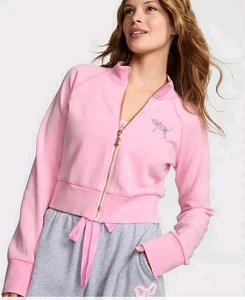 VS PINK X LOVESHACKFANCY Pink Lollipop L FULL-ZIP SWEATSHIRT LIMITED ED NWT - Picture 1 of 11