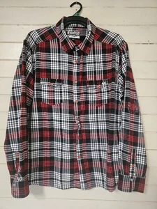 Quiksilver Flannel Long Sleeve Shirt Men's Size L Red Grey Check Layering Surf - Picture 1 of 7
