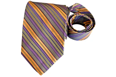 JOSEPH ABBOUD CORBATA HOMBRE AMARILLO, MORADO/RAYAS Ancho: 3.50" Largo: 59" Foto 1 de 3