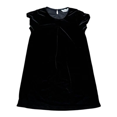 Vestido Lands End preto veludo manga gorro buraco na fechadura pescoço meninas tamanho 14 - Imagem 1 de 4