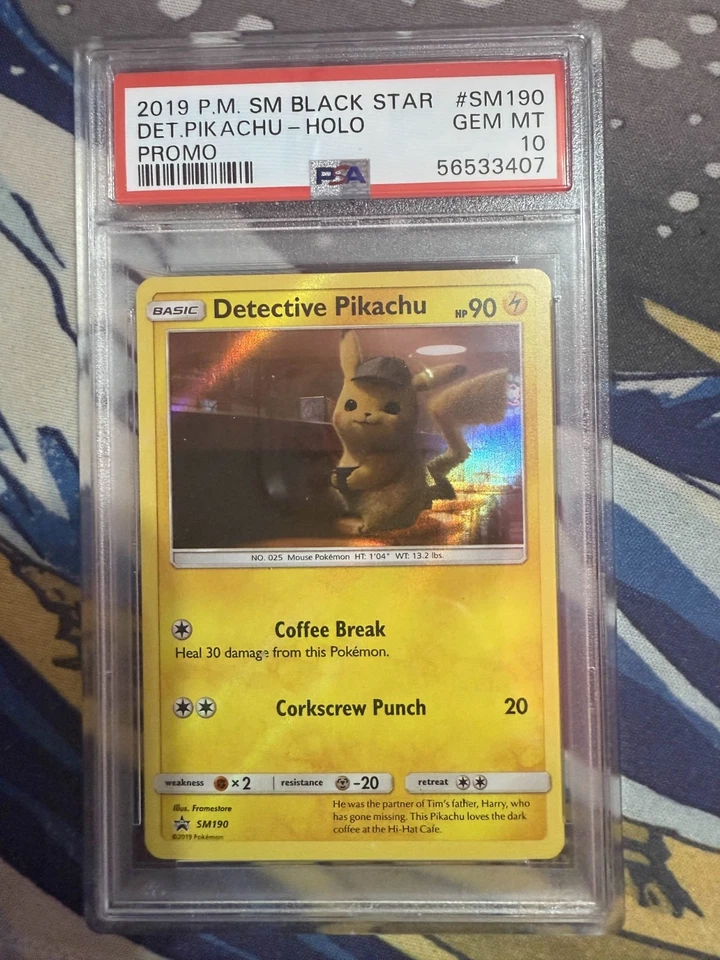 2019 POKEMON SM BLACK STAR PROMO #SM190 DETECTIVE PIKACHU-HOLO PSA 10 LOW POP - Image 1 of 2