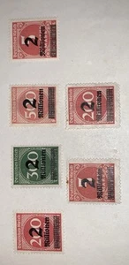 Rare Set of 6 1923 German Inflation Stamps w/2mil Overprint OG Mint LH, Loz WM - Picture 1 of 2