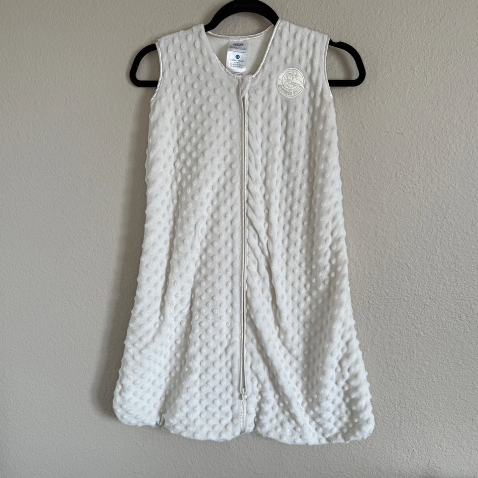 Manta portátil Halo SleepSack grande 12-18 meses blanca Minky Dot niño bebé Foto 1 de 4