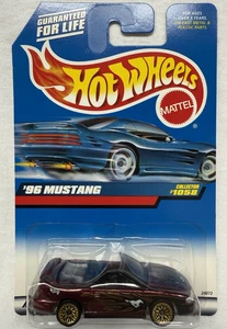 Hot Wheels Mainline/Collector #1058 '96 MUSTANG Dark Red w/Gold Lace Spokes 1998 - Picture 1 of 4