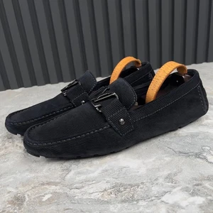 Louis Vuitton Monte Carlo Driving Moccasins Blue Velour 10.5 LV 11.5 US 44.5 EUR - Picture 1 of 12