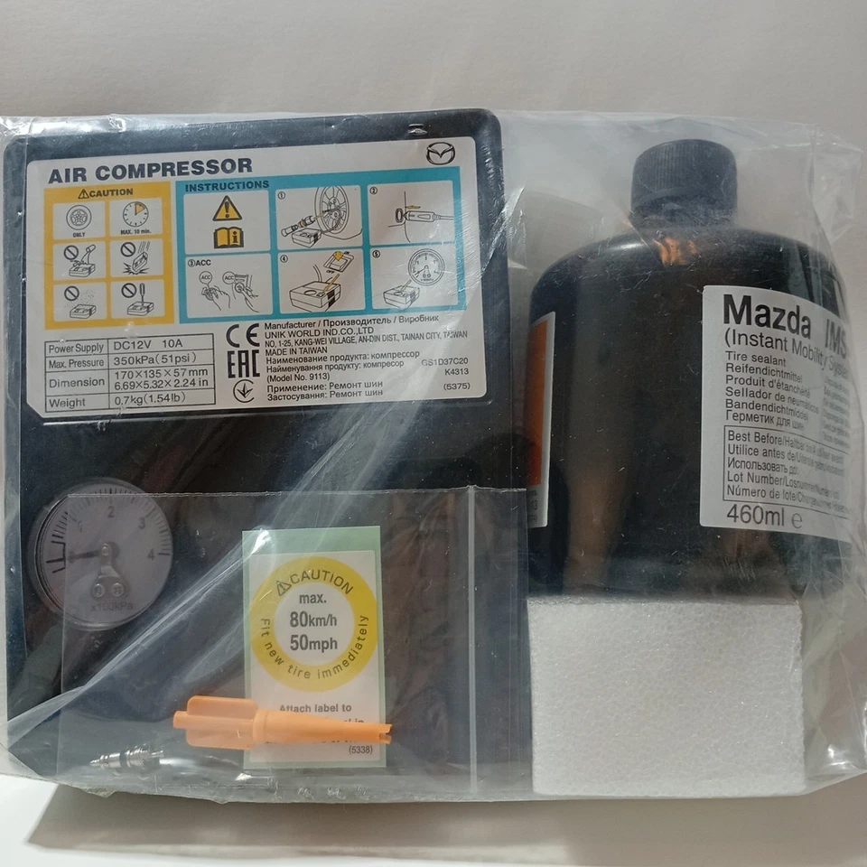 MAZDA TYRE REPAIR KIT PUMP SEALANT BOTTLE EXP:10/2026 460ml GENUINE MAZDA NEW!!! - Image 1 of 1