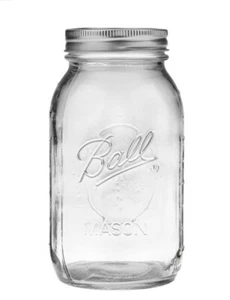 Ball, Glass Mason Jar with Lid & Band, Regular Mouth, 32 oz, 1 COUNT. - Picture 1 of 3