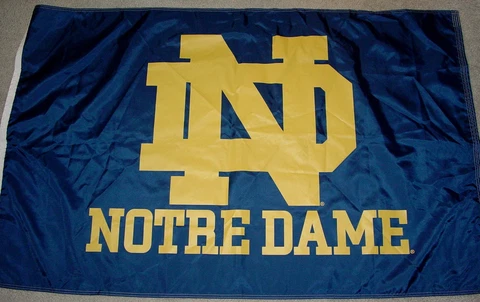 SWEET VINTAGE NOTRE DAME 3' X 5' FLAG -THICK SCREEN ON LOGO-DISPLAYED IN HOUSE Cover