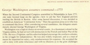Informationskarte GESCHICHTE des KOLONIALEN AMERIKAS 49. Washington "Continental Army" - Bild 1 von 3