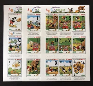 MALI WALT DISNEY ABC'S WITH MICKEY STAMP SHEETS 3 MNH 1996 A TO Z PLUTO ABC - Picture 1 of 4